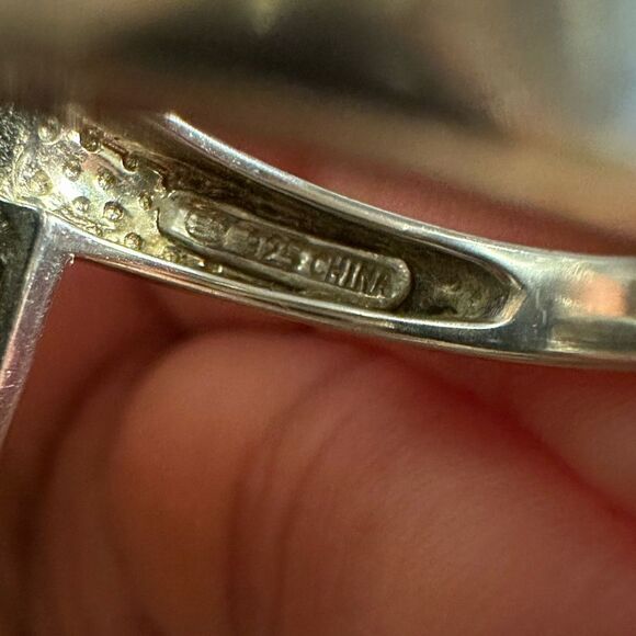 QVC Affinity Sterling Silver Onyx Diamond Athens Greek Key Ring Size 7 - Picture 5 of 6